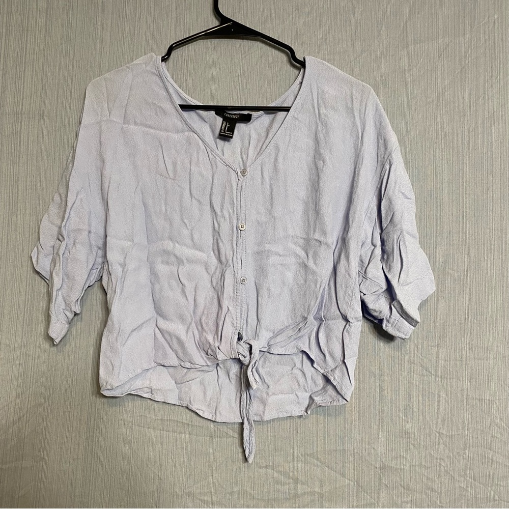 Forever 21 Light Blue Button-Up Women's Top